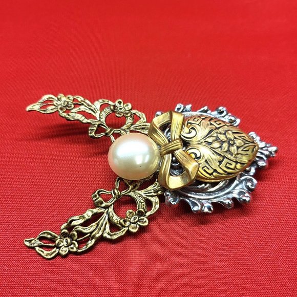 Jane Angel Pin Brooch Metal Gold Silver Signed - Picture 8 of 12